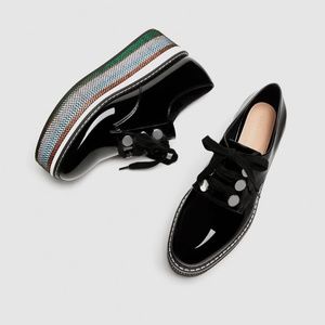 Zara multi-colored patent leather flatforms